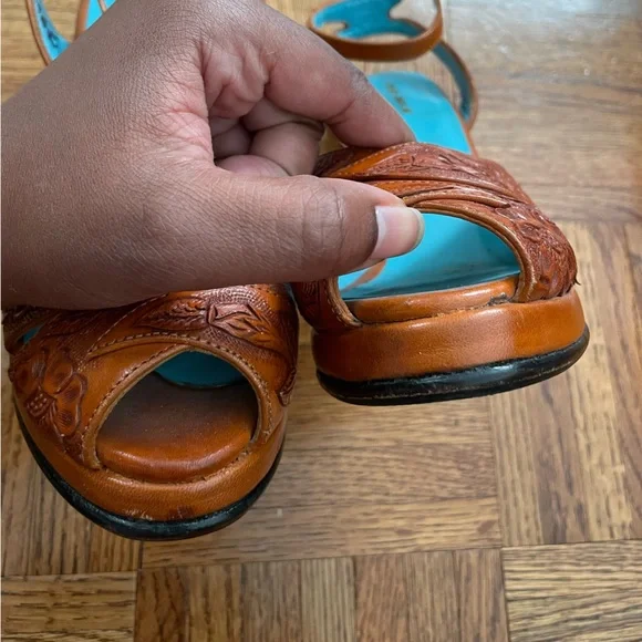 Remix Vintage Shoes Vera Cruz Peep Toe Heels in Tan US 6 - Picture 5 of 7